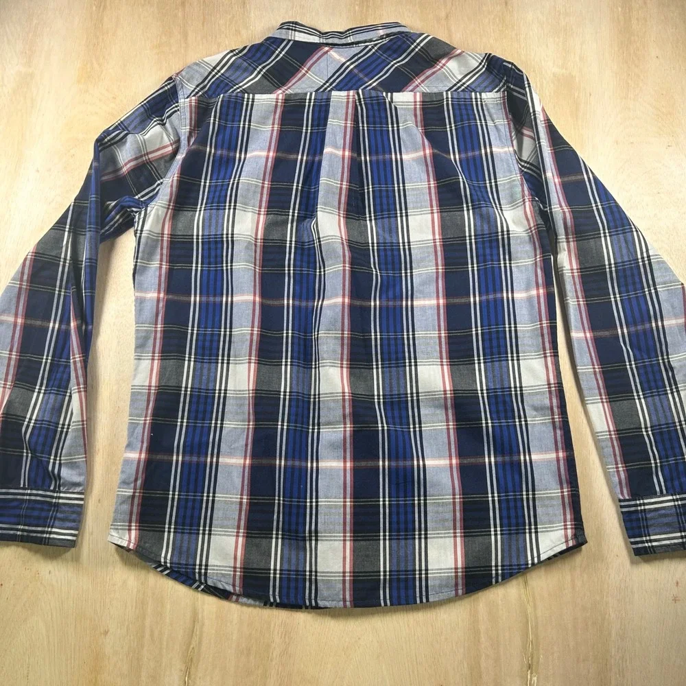Levis Mens Long Sleeve Plaid Button Down Shirt Blue White Red Large RN117508